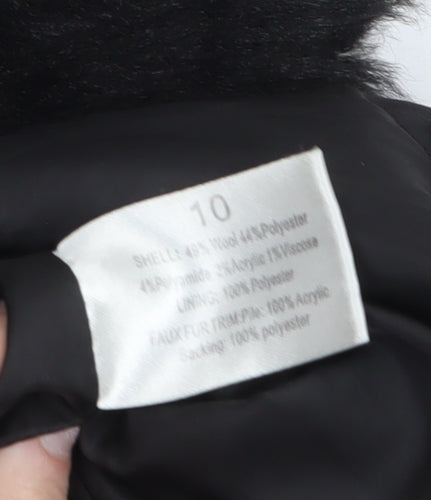 Therapy Women’s Grey Faux Fur Trim Herringbone Pea Coat Size 10