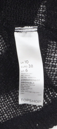 Topshop Women's Black Open-Knit Striped Jumper Size 10