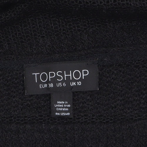 Topshop Women's Black Open-Knit Striped Jumper Size 10