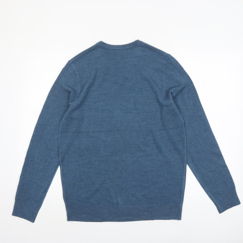 Marks and Spencer Men's Blue V-Neck Cashmilon Jumper M Regular