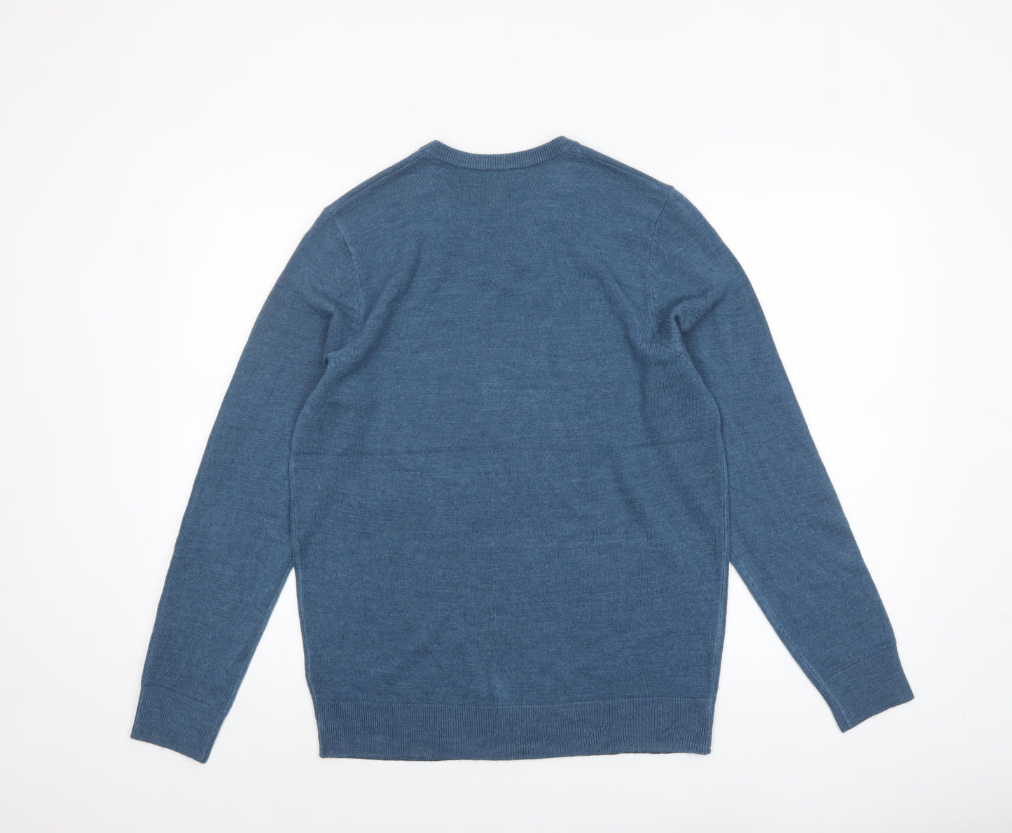 Marks and Spencer Men's Blue V-Neck Cashmilon Jumper M Regular