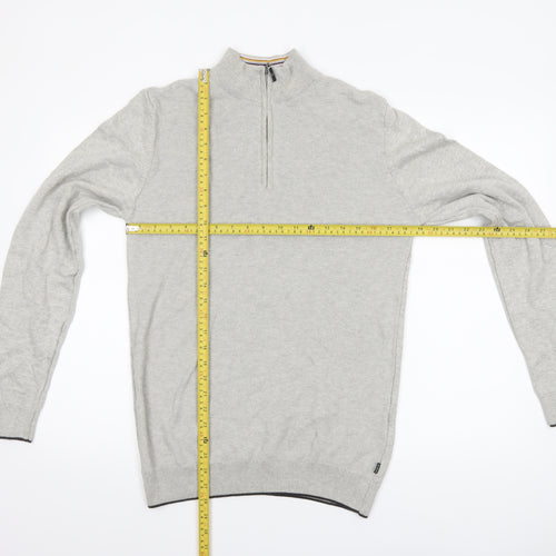 House of Cavani Men's Grey Cotton Half Zip Jumper Size M