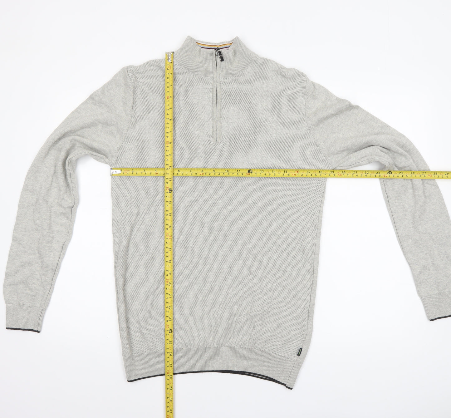 House of Cavani Men's Grey Cotton Half Zip Jumper Size M