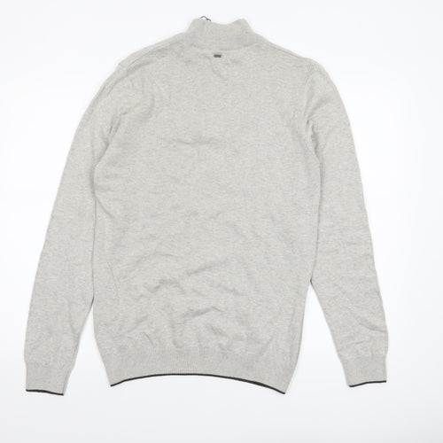 House of Cavani Men's Grey Cotton Half Zip Jumper Size M