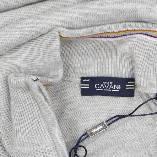 House of Cavani Men's Grey Cotton Half Zip Jumper Size M