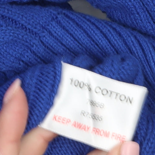Brook Taverner Men's Blue Cotton Cable Knit Crew Neck Jumper L