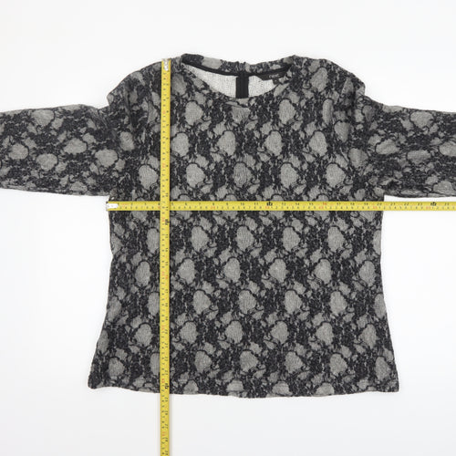Next Womens Grey Lace Knit Tunic Blouse Size 18 3/4 Sleeve Stretch Top