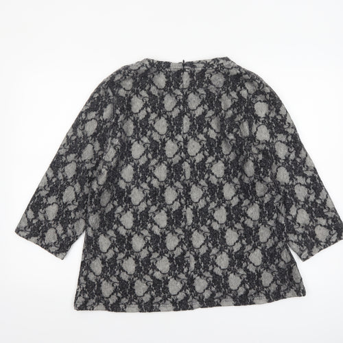 Next Womens Grey Lace Knit Tunic Blouse Size 18 3/4 Sleeve Stretch Top