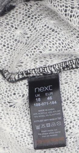 Next Womens Grey Lace Knit Tunic Blouse Size 18 3/4 Sleeve Stretch Top