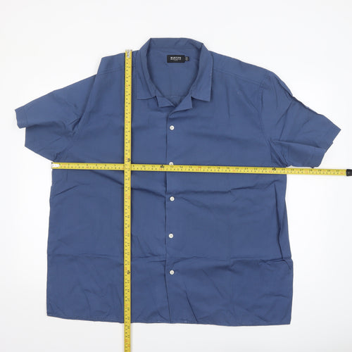 Burton Menswear Men’s Blue 2XL Short Sleeve Button-Up Shirt