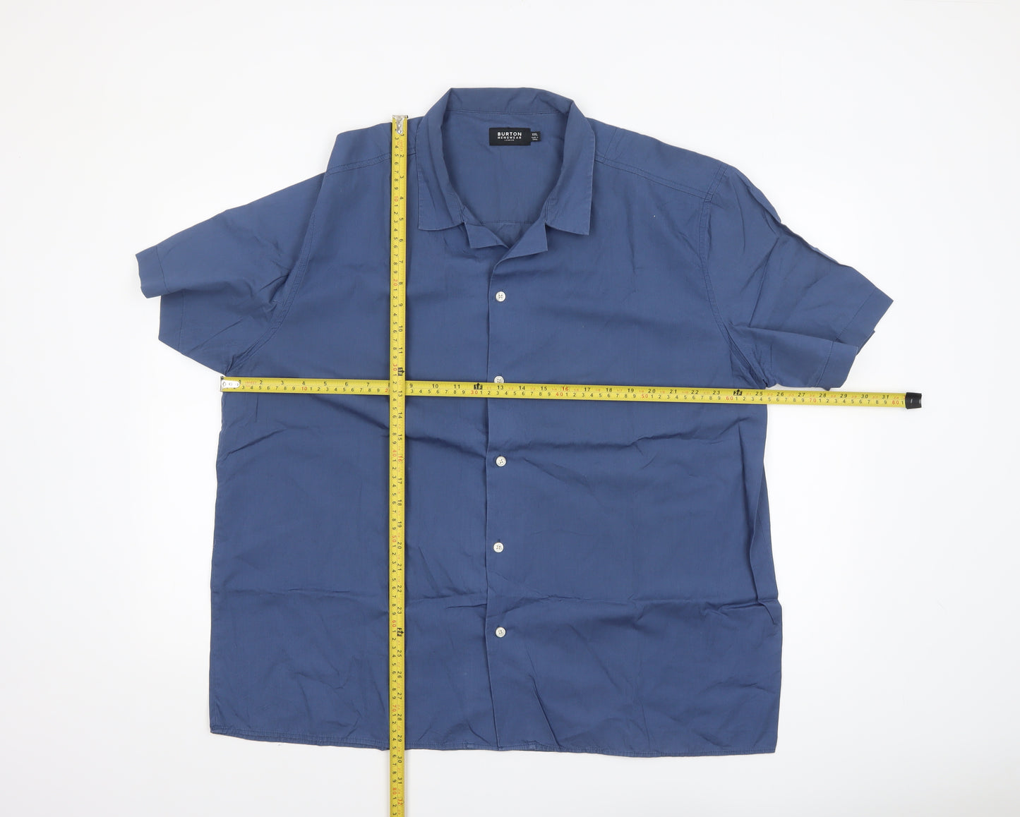 Burton Menswear Men’s Blue 2XL Short Sleeve Button-Up Shirt