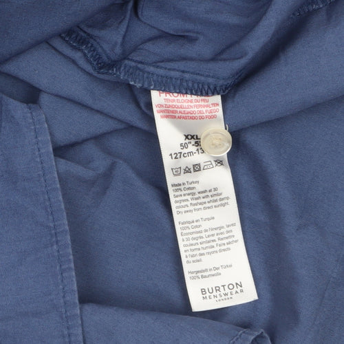 Burton Menswear Men’s Blue 2XL Short Sleeve Button-Up Shirt