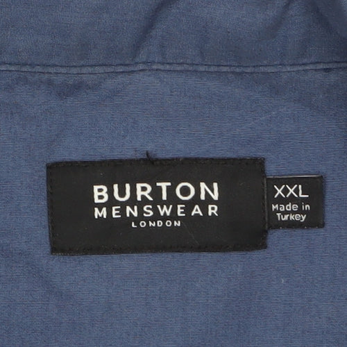 Burton Menswear Men’s Blue 2XL Short Sleeve Button-Up Shirt