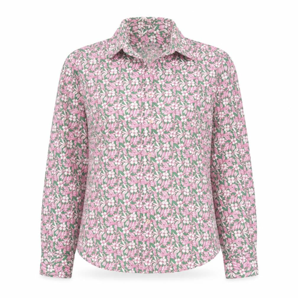 Front view of Camicie Women's Multicoloured Floral Cotton Long Sleeve Button-Up Shirt S