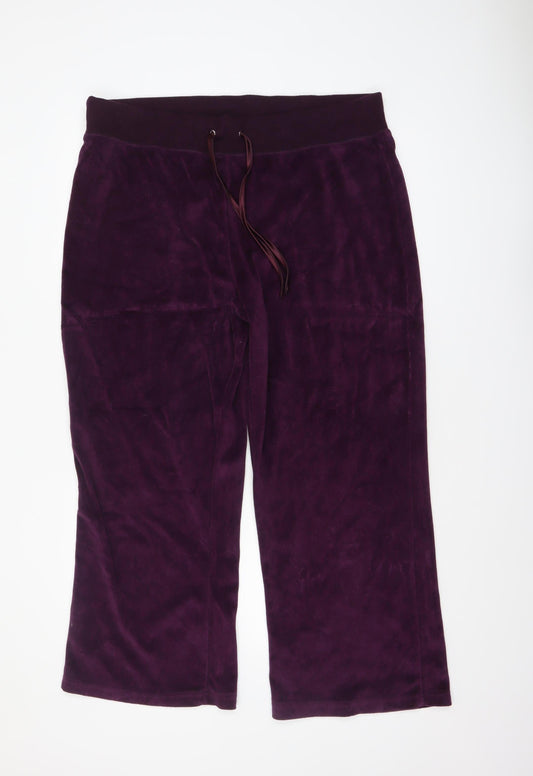 M&Co Women’s Purple Velour Sweatpants 2XL Elastic Waist Trousers