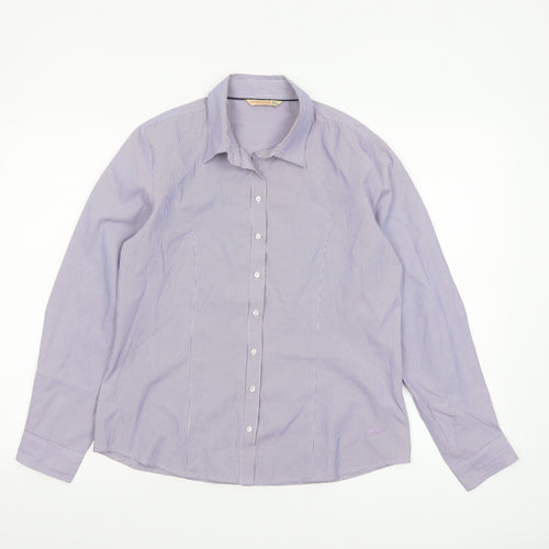 Scullers Women's Purple Check Cotton Blend Long Sleeve Button-Up Shirt L