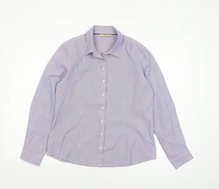 Scullers Women's Purple Check Cotton Blend Long Sleeve Button-Up Shirt L