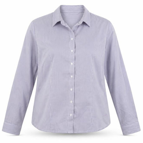 Scullers Women's Purple Check Cotton Blend Long Sleeve Button-Up Shirt L