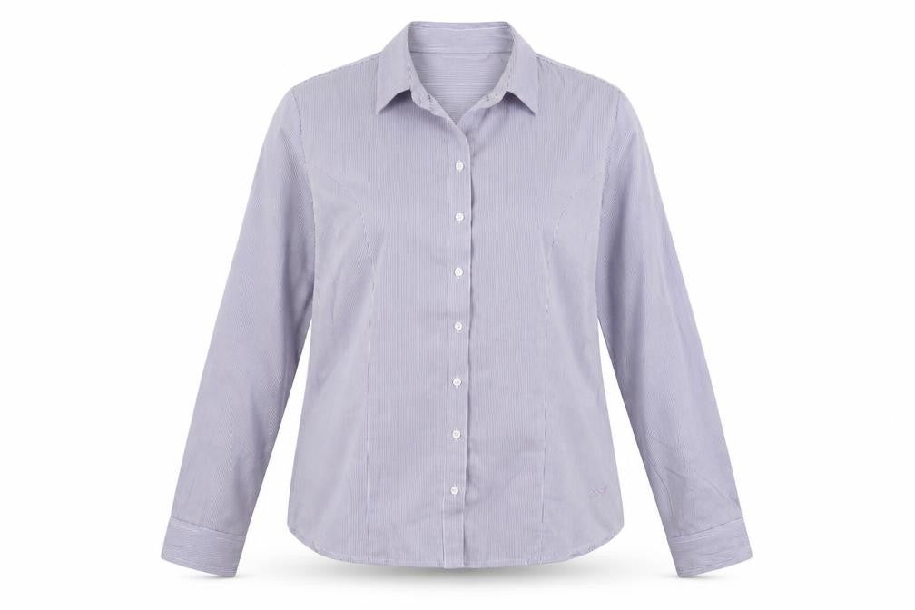 Scullers Women's Purple Check Cotton Blend Long Sleeve Button-Up Shirt L
