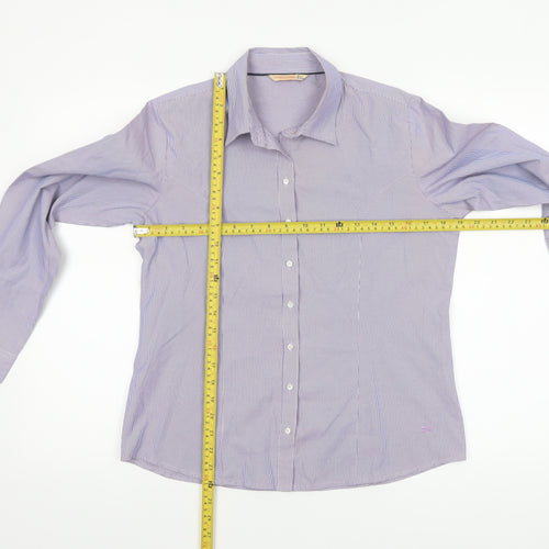 Scullers Women's Purple Check Cotton Blend Long Sleeve Button-Up Shirt L