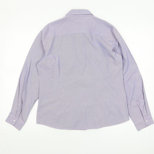 Scullers Women's Purple Check Cotton Blend Long Sleeve Button-Up Shirt L