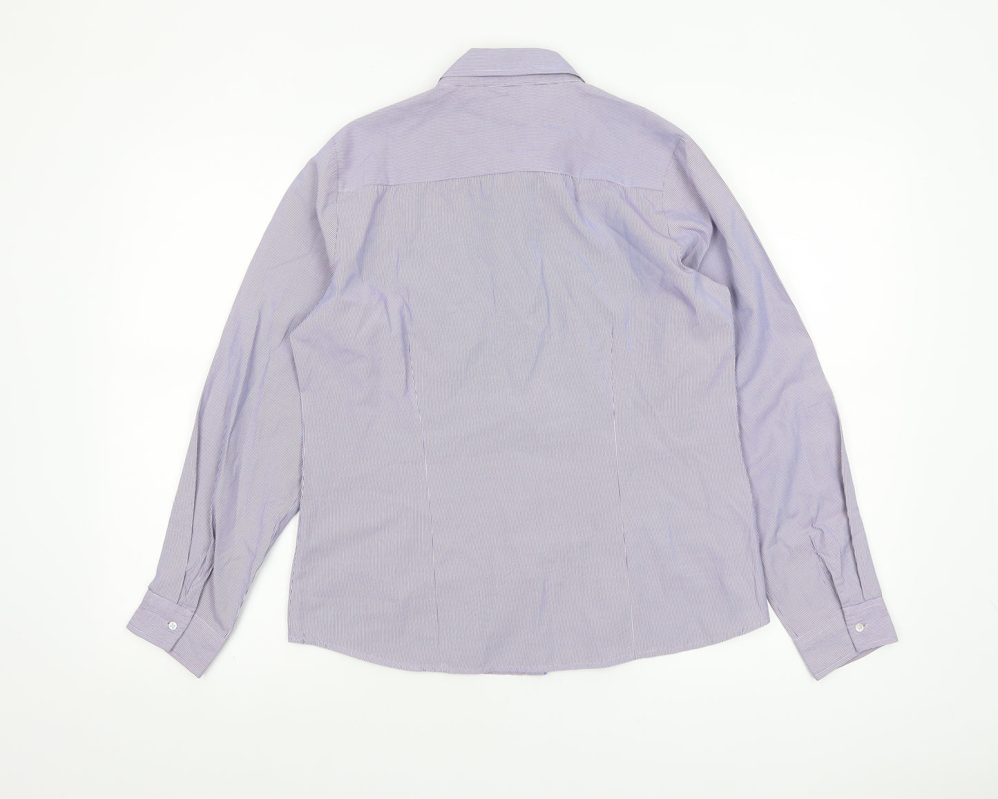 Scullers Women's Purple Check Cotton Blend Long Sleeve Button-Up Shirt L