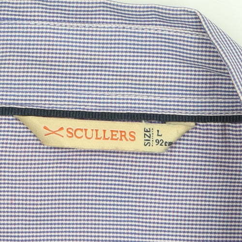 Scullers Women's Purple Check Cotton Blend Long Sleeve Button-Up Shirt L