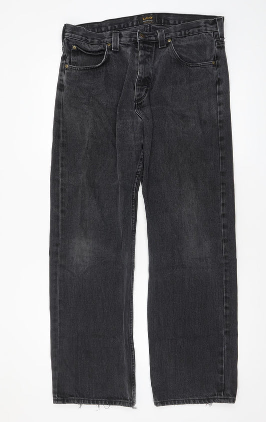 Lee Men’s Black Straight Leg Denim Jeans 36x32 Regular Fit