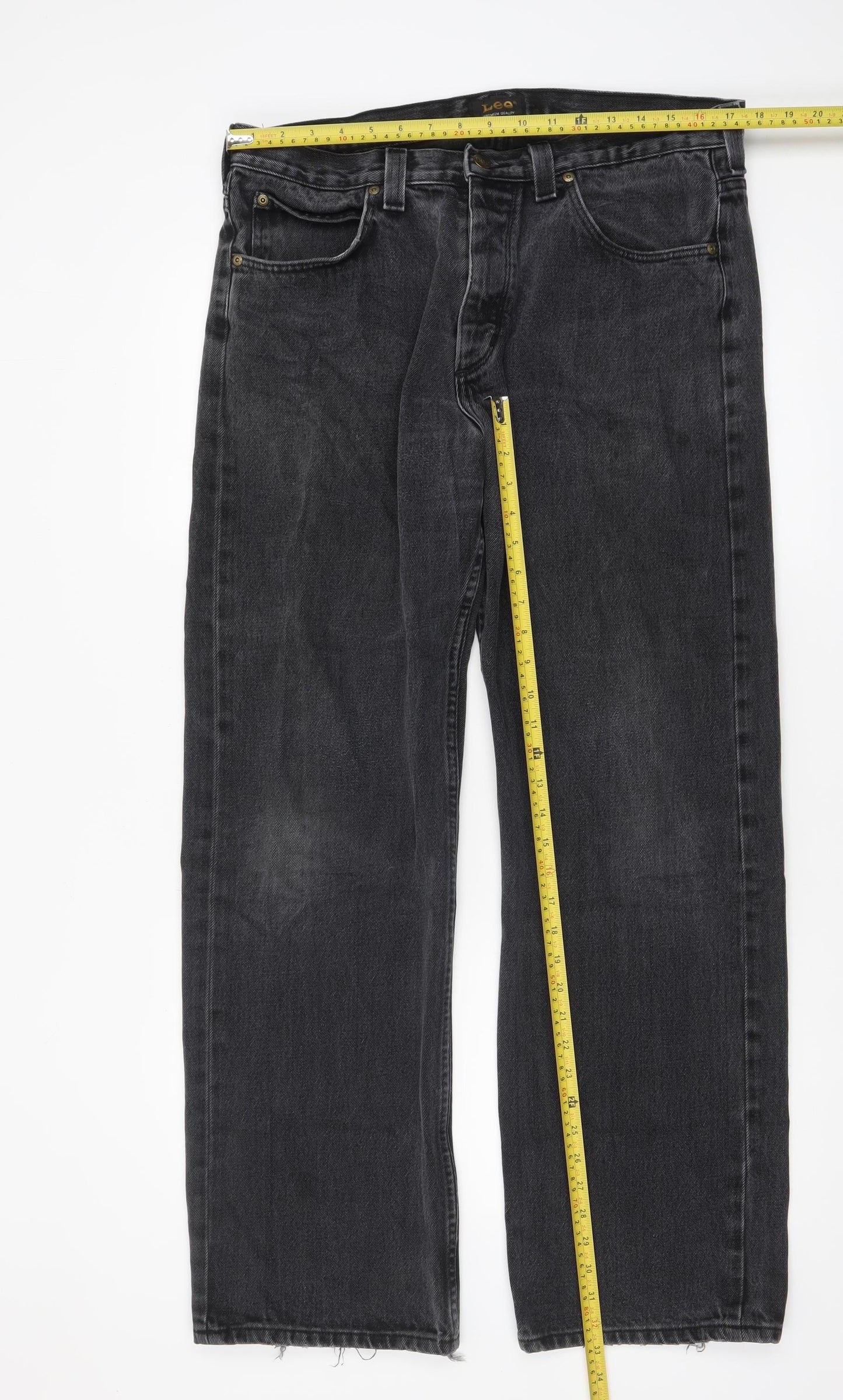 Lee Men’s Black Straight Leg Denim Jeans 36x32 Regular Fit