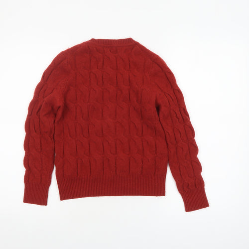 Tommy Hilfiger Women's Red Cable-Knit Wool Cashmere Jumper XS