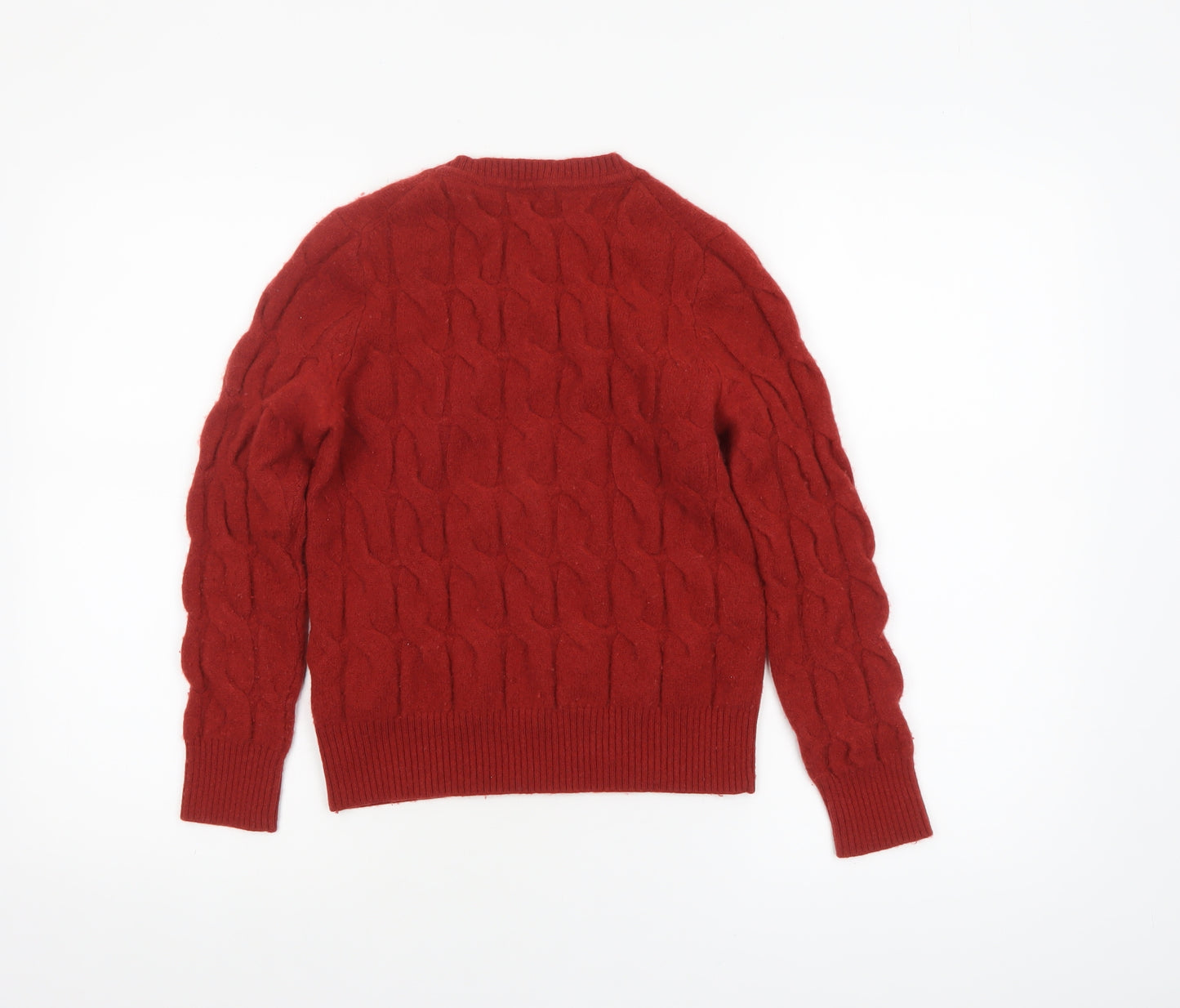 Tommy Hilfiger Women's Red Cable-Knit Wool Cashmere Jumper XS