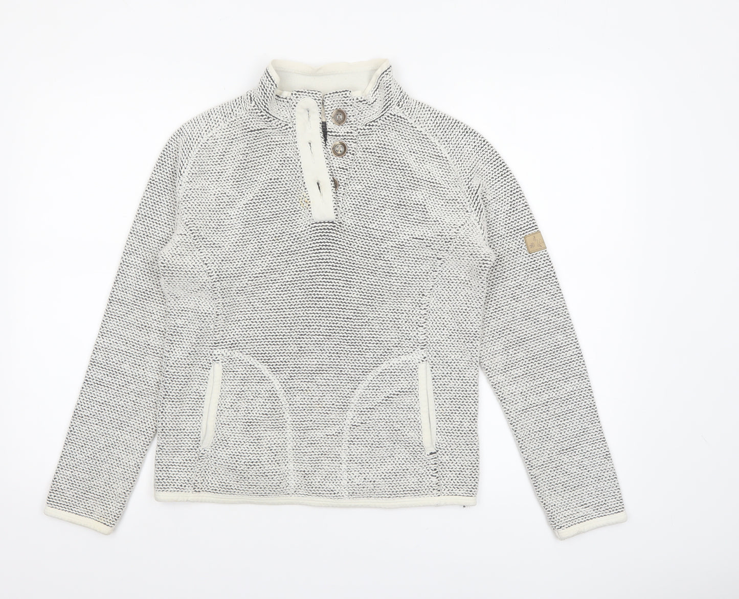 Weird Fish Women's Beige Henley Sweatshirt Small Cotton Blend Casual Pullover