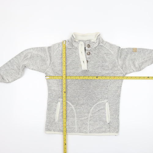Weird Fish Women's Beige Henley Sweatshirt Small Cotton Blend Casual Pullover