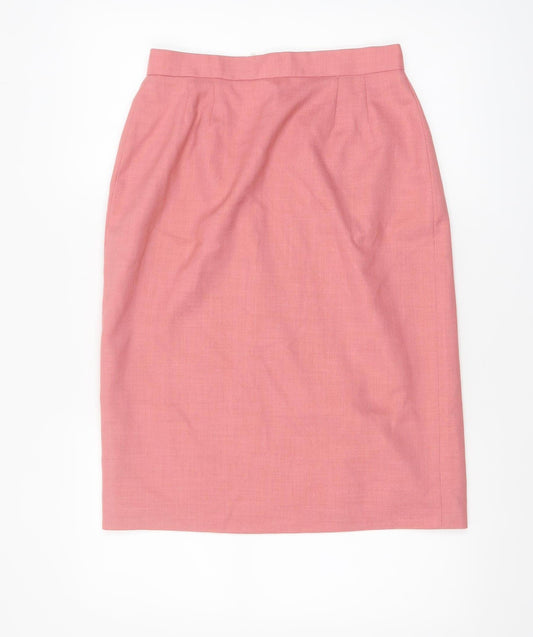 Viyella Women's Pink Wool Pencil Skirt UK 12 Vintage Lined