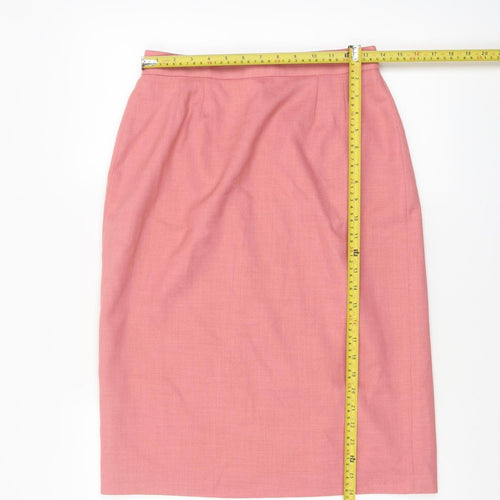 Viyella Women's Pink Wool Pencil Skirt UK 12 Vintage Lined