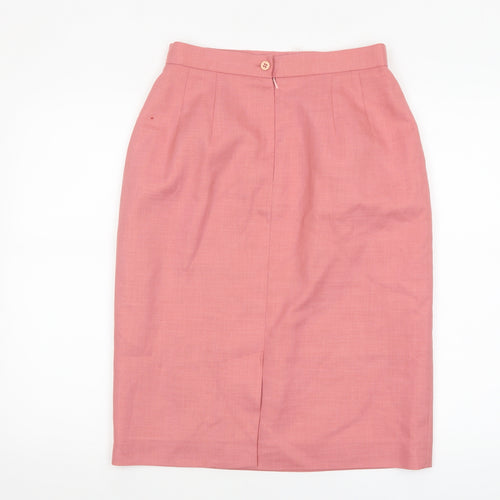Viyella Women's Pink Wool Pencil Skirt UK 12 Vintage Lined