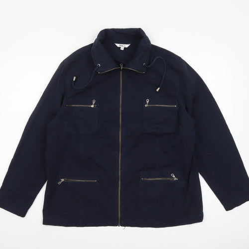 Marks & Spencer Women Navy Cotton Zip Jacket Size 18/20 Casual