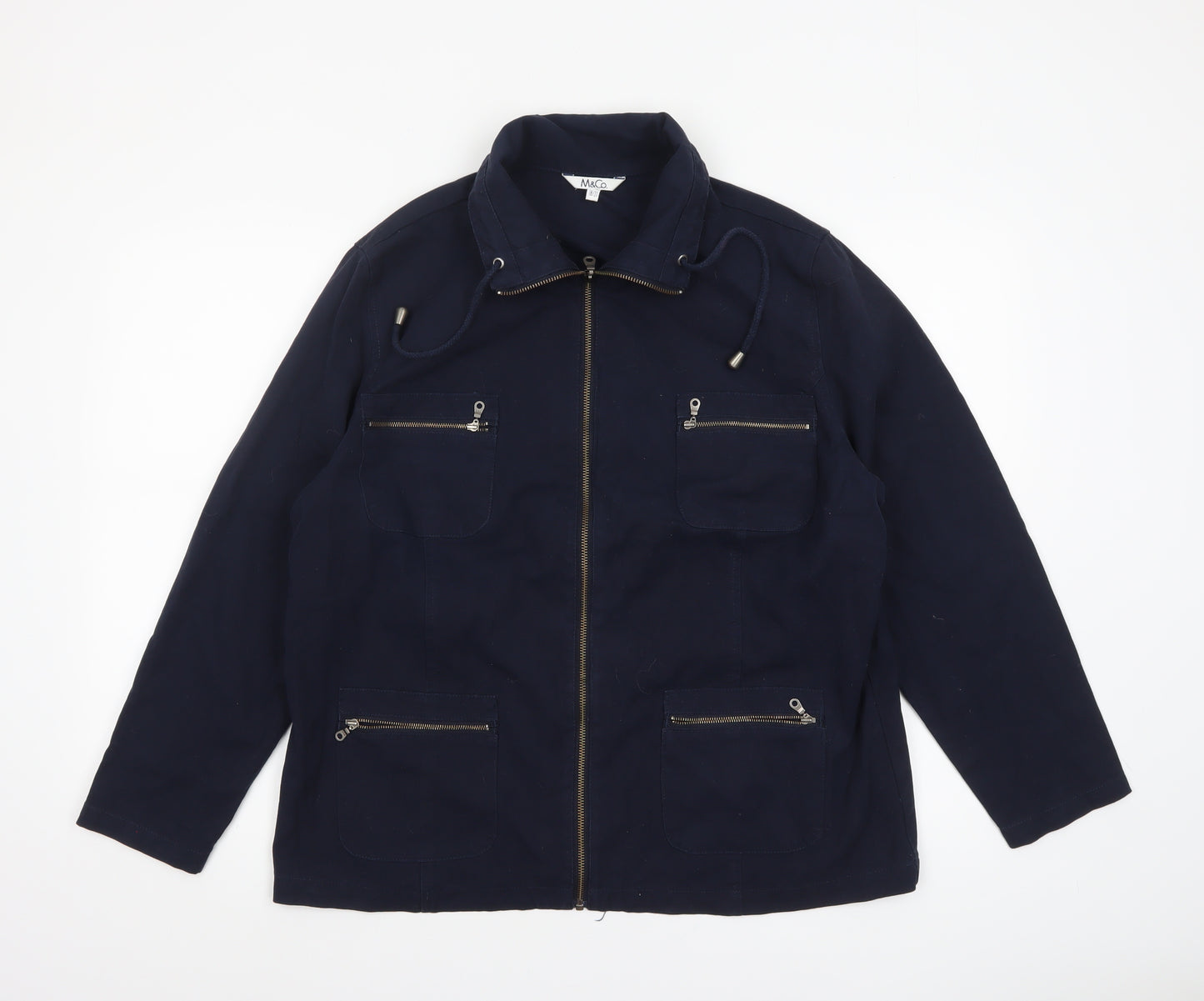 Marks & Spencer Women Navy Cotton Zip Jacket Size 18/20 Casual
