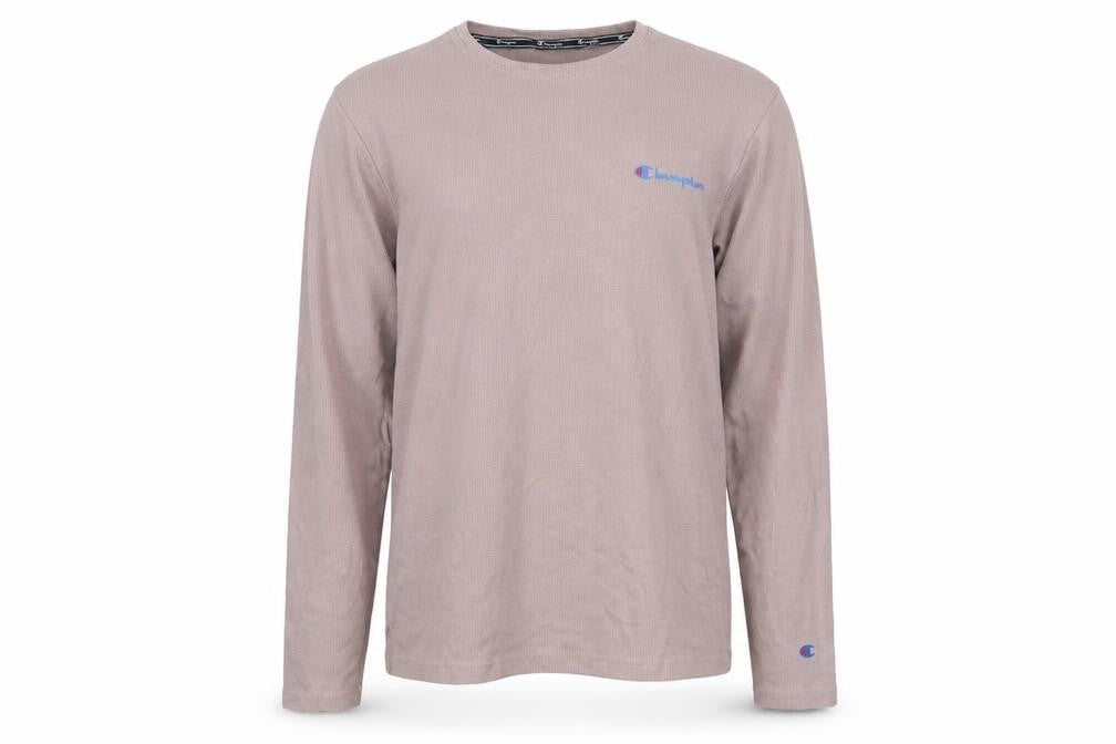 Champion Men's Brown Long Sleeve Cotton Crew Neck Top Size L