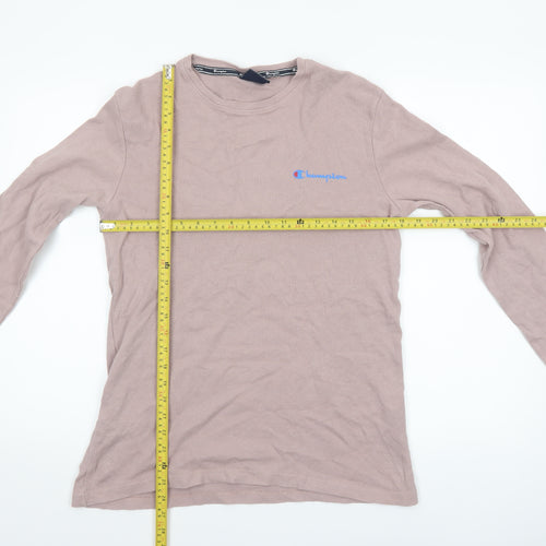Champion Men's Brown Long Sleeve Cotton Crew Neck Top Size L