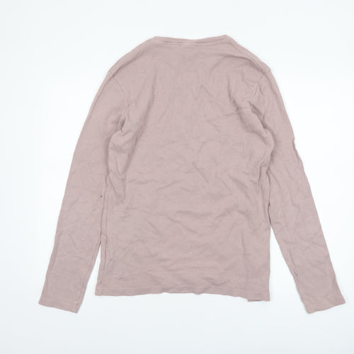 Champion Men's Brown Long Sleeve Cotton Crew Neck Top Size L