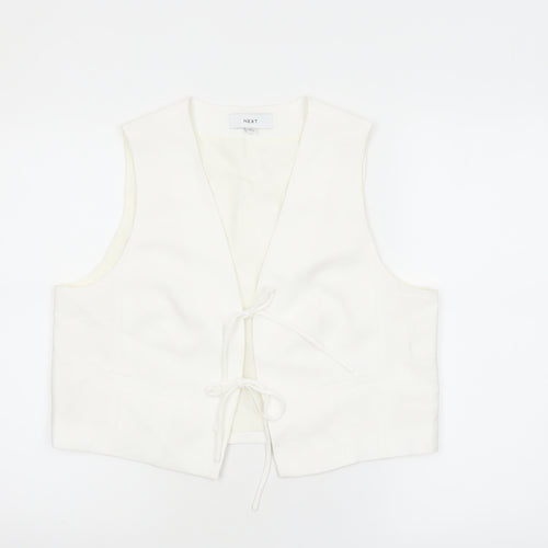 Next Women Ivory Tuxedo Waistcoat UK 14 Sleeveless Lined Viscose Blend