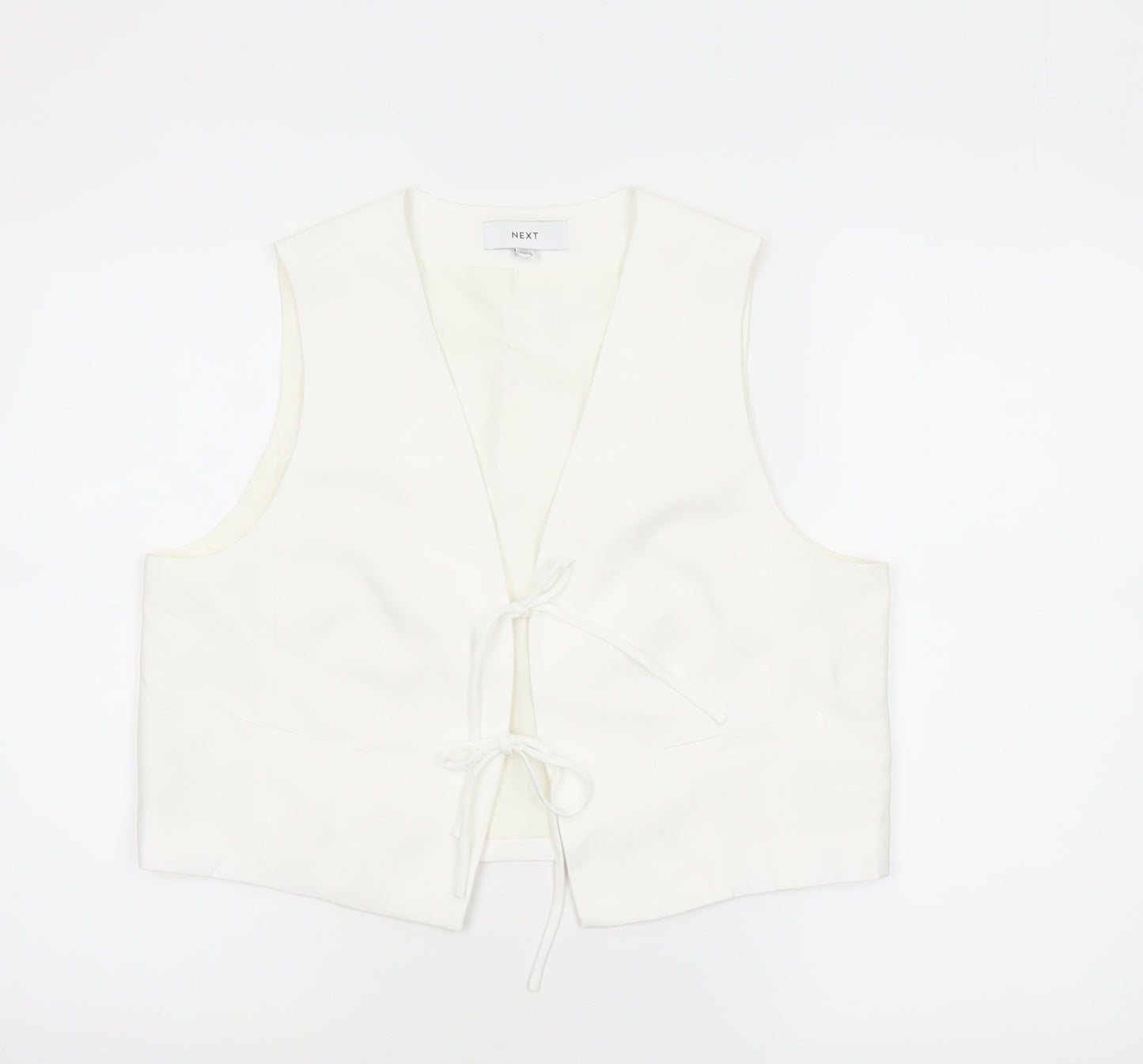 Next Women Ivory Tuxedo Waistcoat UK 14 Sleeveless Lined Viscose Blend
