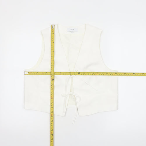 Next Women Ivory Tuxedo Waistcoat UK 14 Sleeveless Lined Viscose Blend