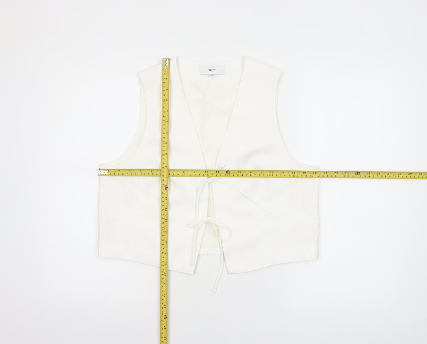 Next Women Ivory Tuxedo Waistcoat UK 14 Sleeveless Lined Viscose Blend