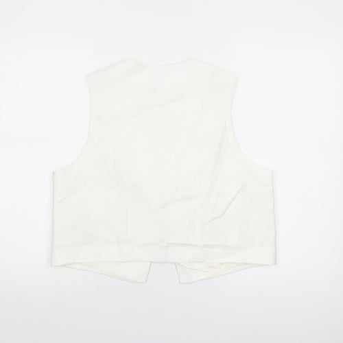 Next Women Ivory Tuxedo Waistcoat UK 14 Sleeveless Lined Viscose Blend
