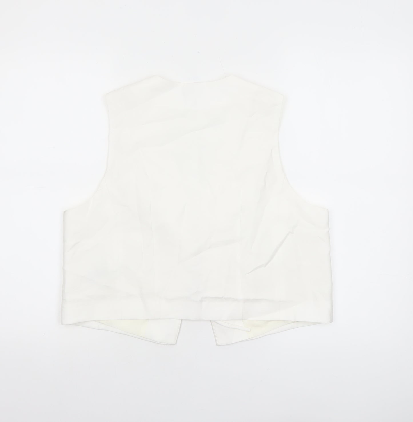 Next Women Ivory Tuxedo Waistcoat UK 14 Sleeveless Lined Viscose Blend