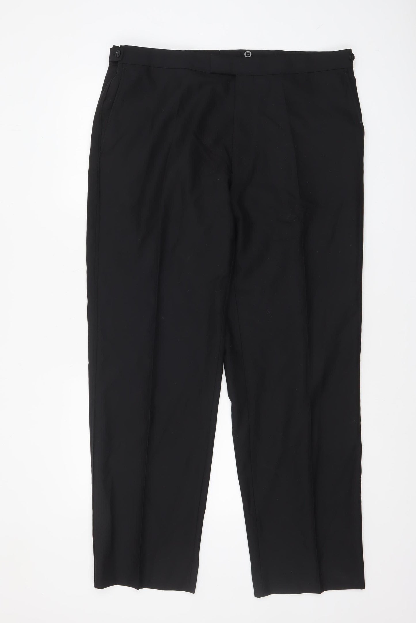 Marks and Spencer Men Black Wool Silk Dress Pants 32W 31L Classic Fit