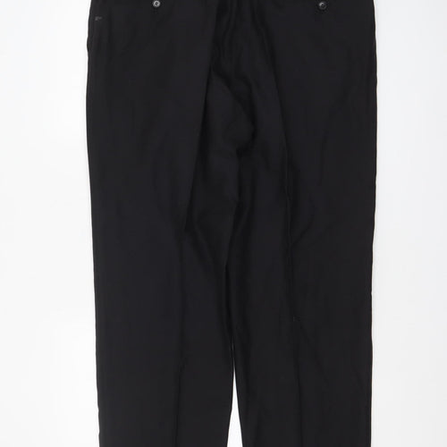 Marks and Spencer Men Black Wool Silk Dress Pants 32W 31L Classic Fit