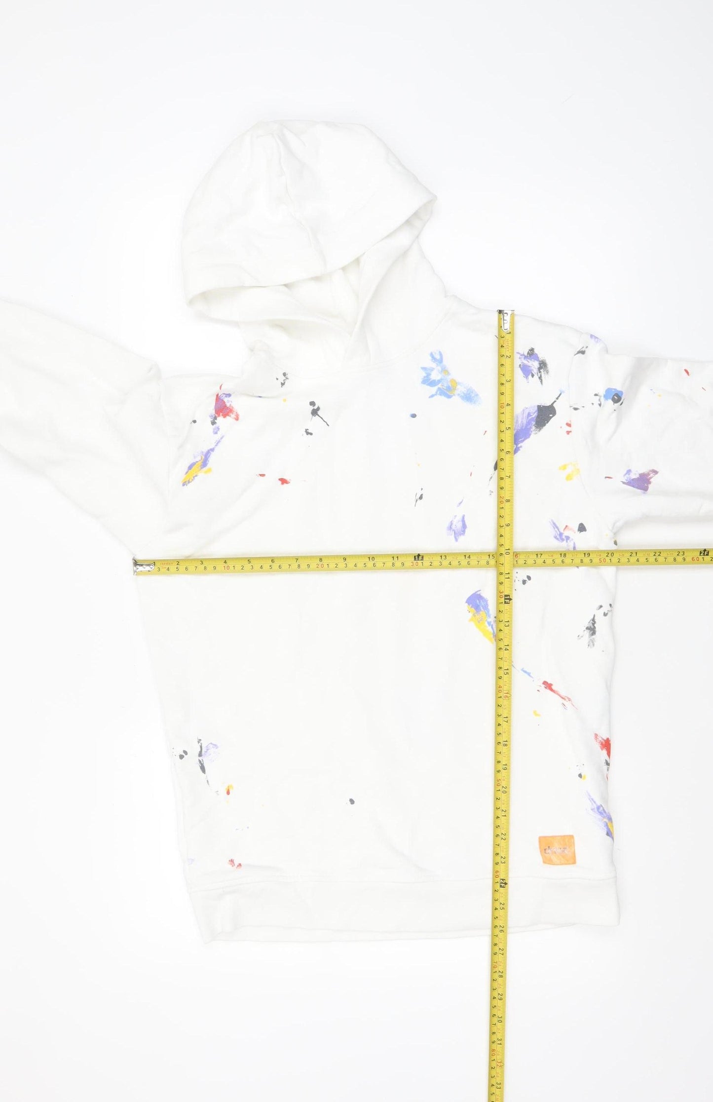 Zara Mens White Paint Splatter Pullover Hoodie Size M